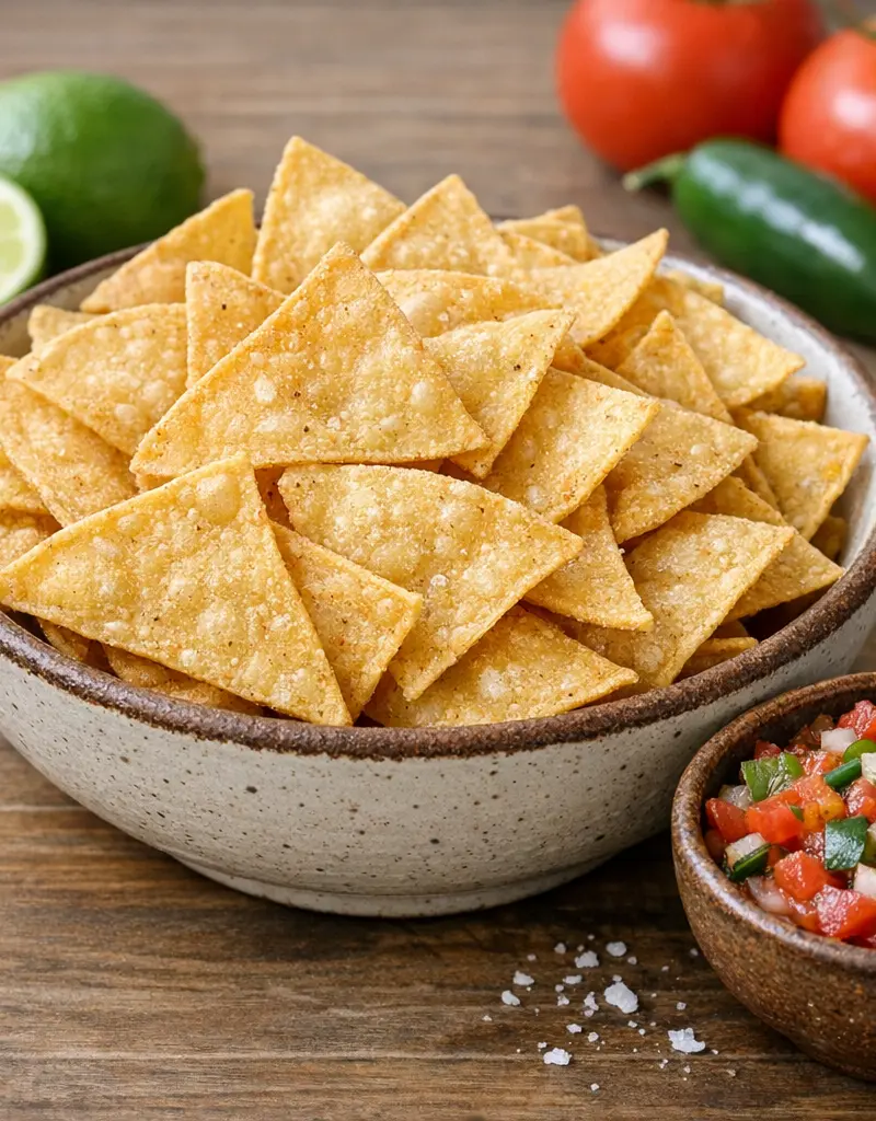 Homemade Corn Tortilla Chips prepared dish