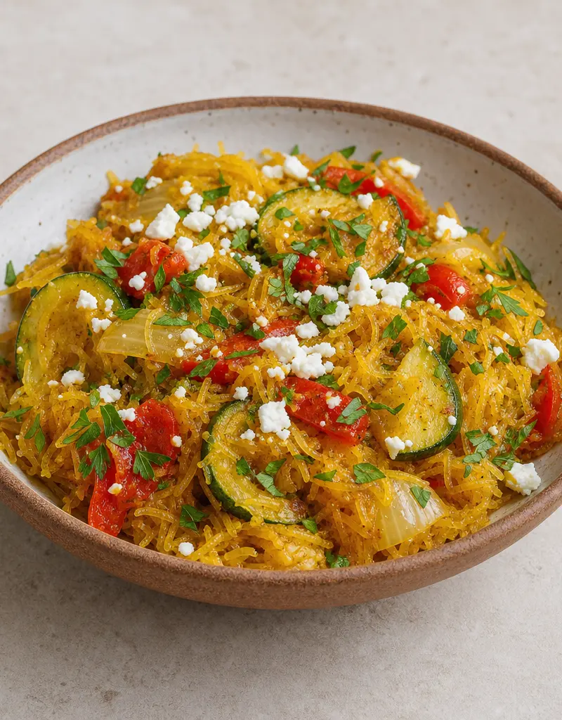 Moroccan Spiced Spaghetti Squash prepared dish