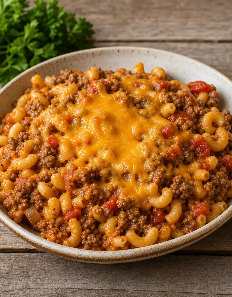 Ground Beef Macaroni Casserole prepared dish