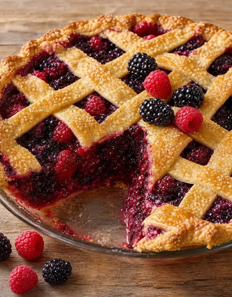 Blackberry Raspberry Pie prepared dish