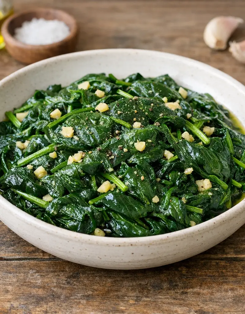 Sautéed Baby Spinach With Garlic prepared dish