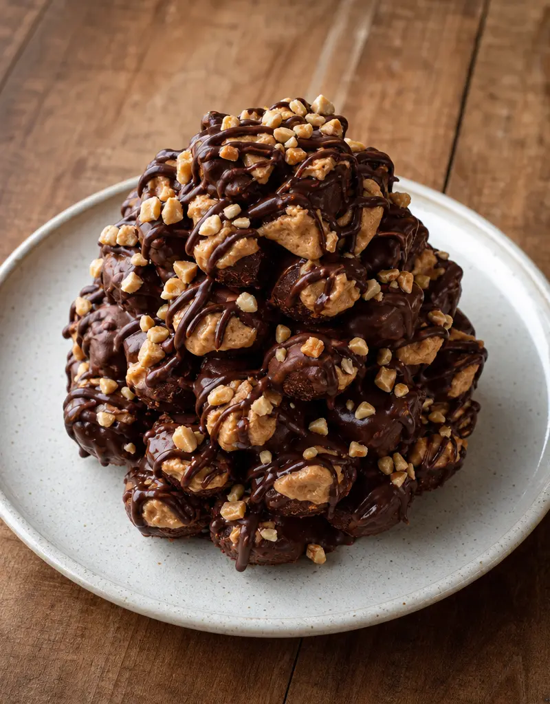 Chocolate Peanut Butter Pinecone Cakes prepared dish