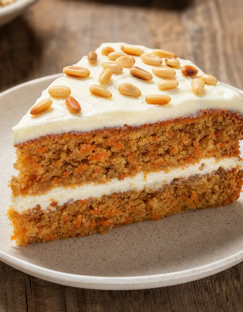 Carrot Pine Nut Cake prepared dish