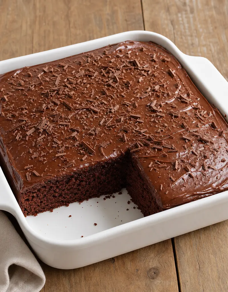 Classic Chocolate Sheet Cake prepared dish