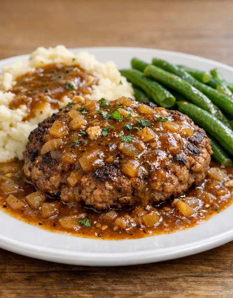 Cajun Hamburger Steak With Gravy prepared dish