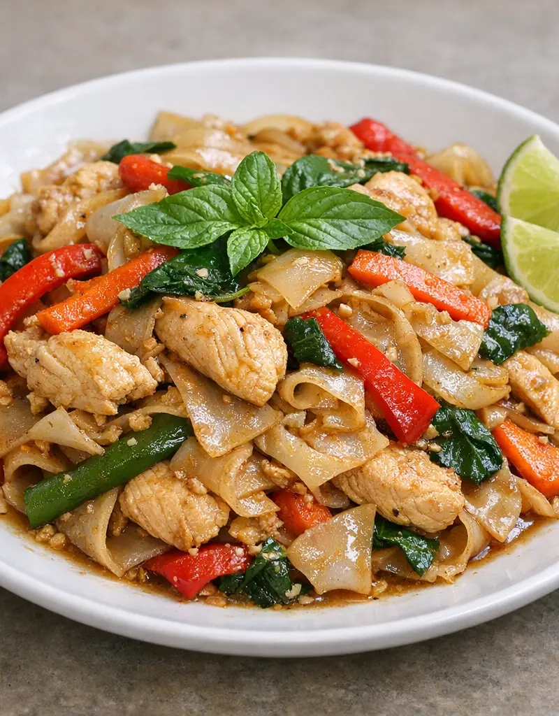 Thai Drunken Noodles prepared dish