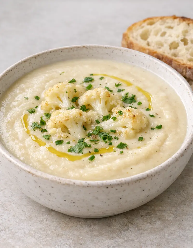 Creamy Cauliflower Soup prepared dish
