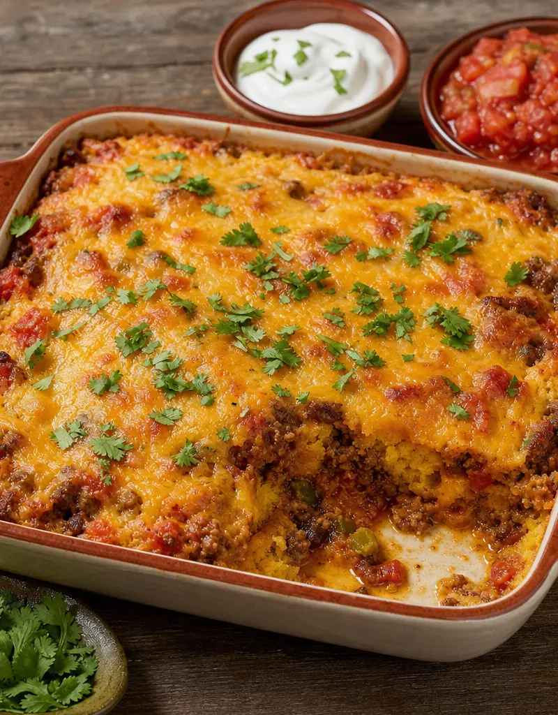 Beef Tamale Casserole prepared dish