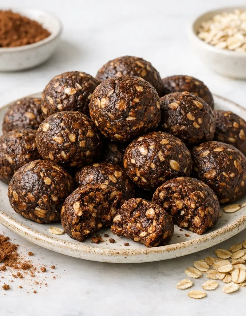 Chocolate Cocoa Energy Bites prepared dish