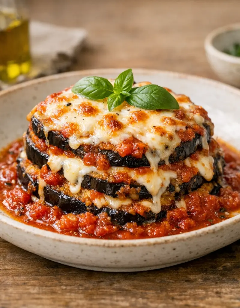 Eggplant Parmesan prepared dish