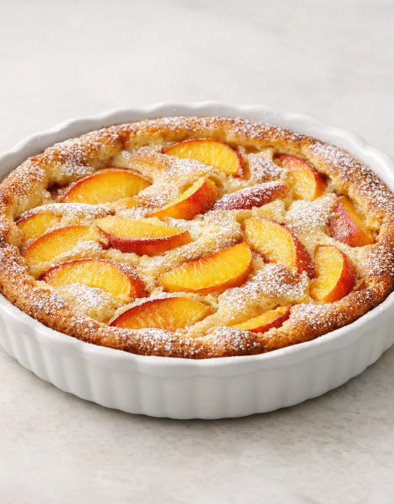 Fresh Peach Clafouti prepared dish