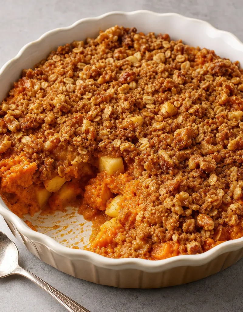 Yam and Apple Casserole prepared dish