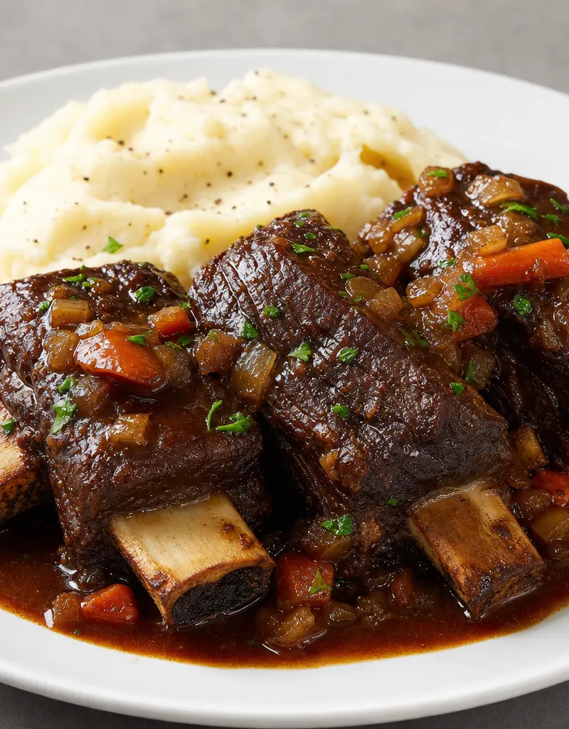 Guinness-braised Beef Short Ribs prepared dish