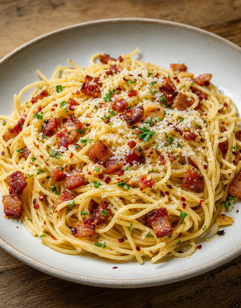 Pasta with Crushed Red Pepper and Pancetta prepared dish