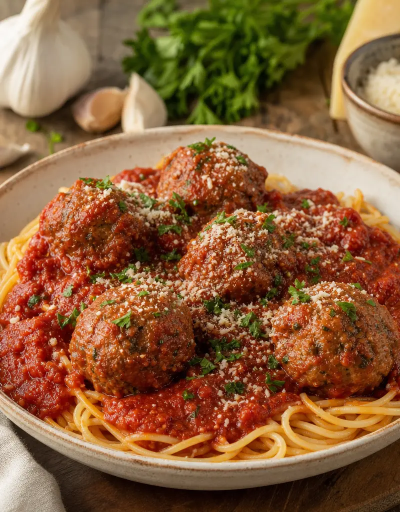 Italian Meatballs in Tomato Sauce prepared dish