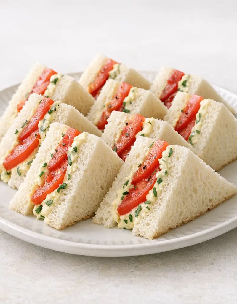 Tarragon Tomato Butter Tea Sandwiches prepared dish