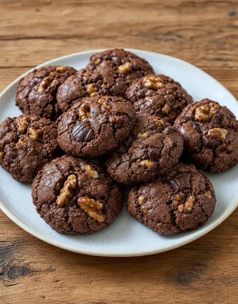 Flourless Chocolate Walnut Cookies prepared dish