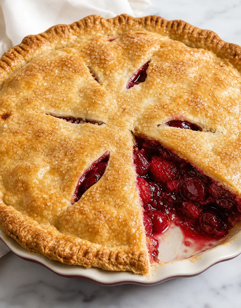 Cherry Raspberry Pie prepared dish
