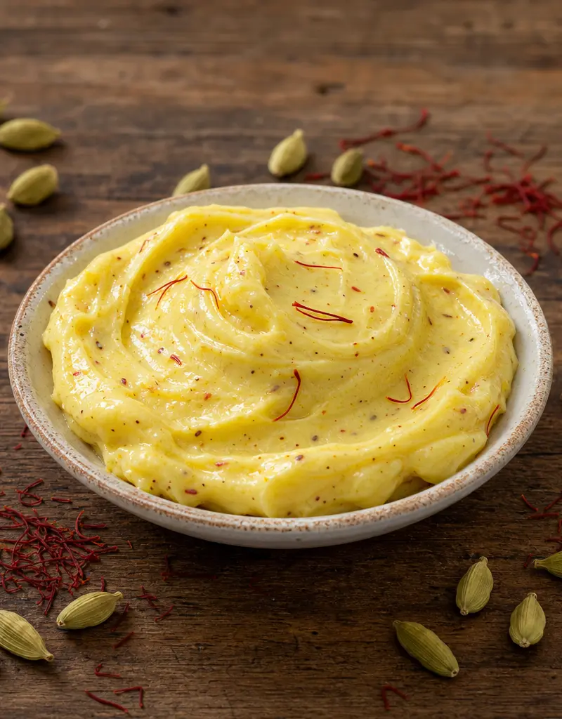 Saffron and Cardamom Flavored Butter prepared dish