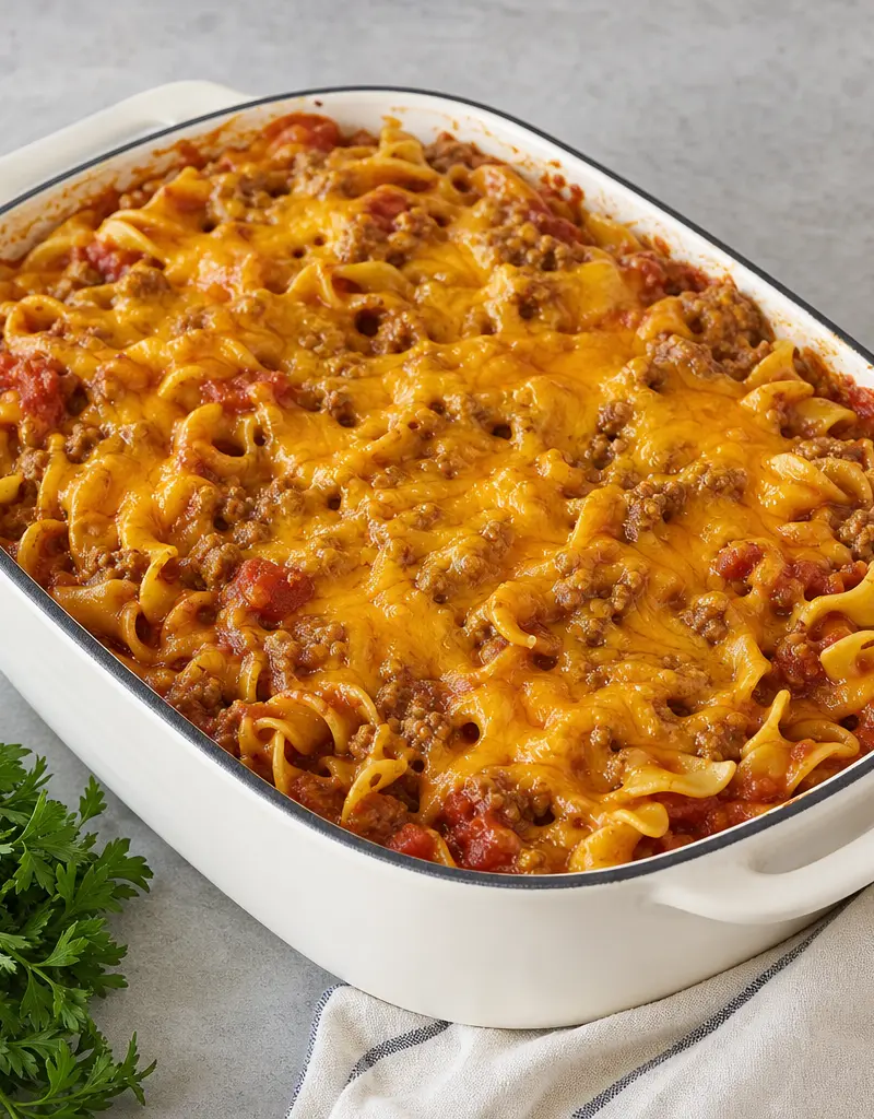 Beef and Noodle Casserole prepared dish
