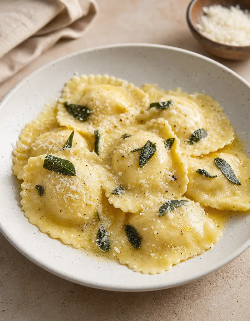Potato and Ricotta Ravioli prepared dish