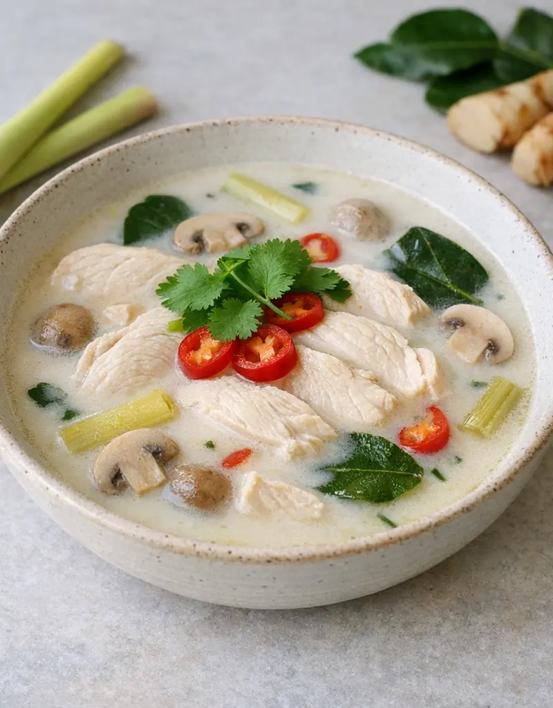 Thai Coconut Chicken Soup prepared dish