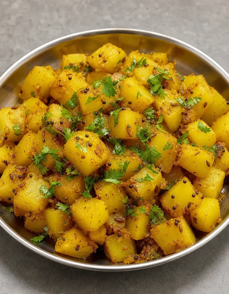 Indian Style Spiced Potatoes prepared dish