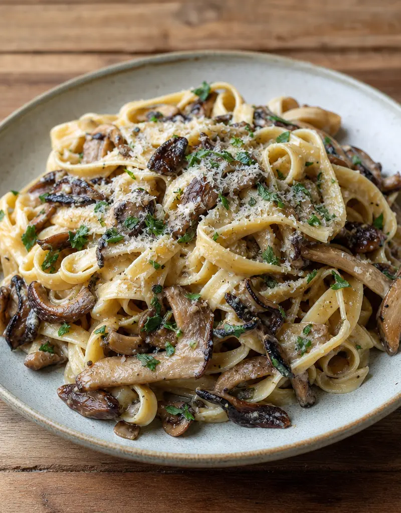 Fettuccine with Wild Mushrooms prepared dish