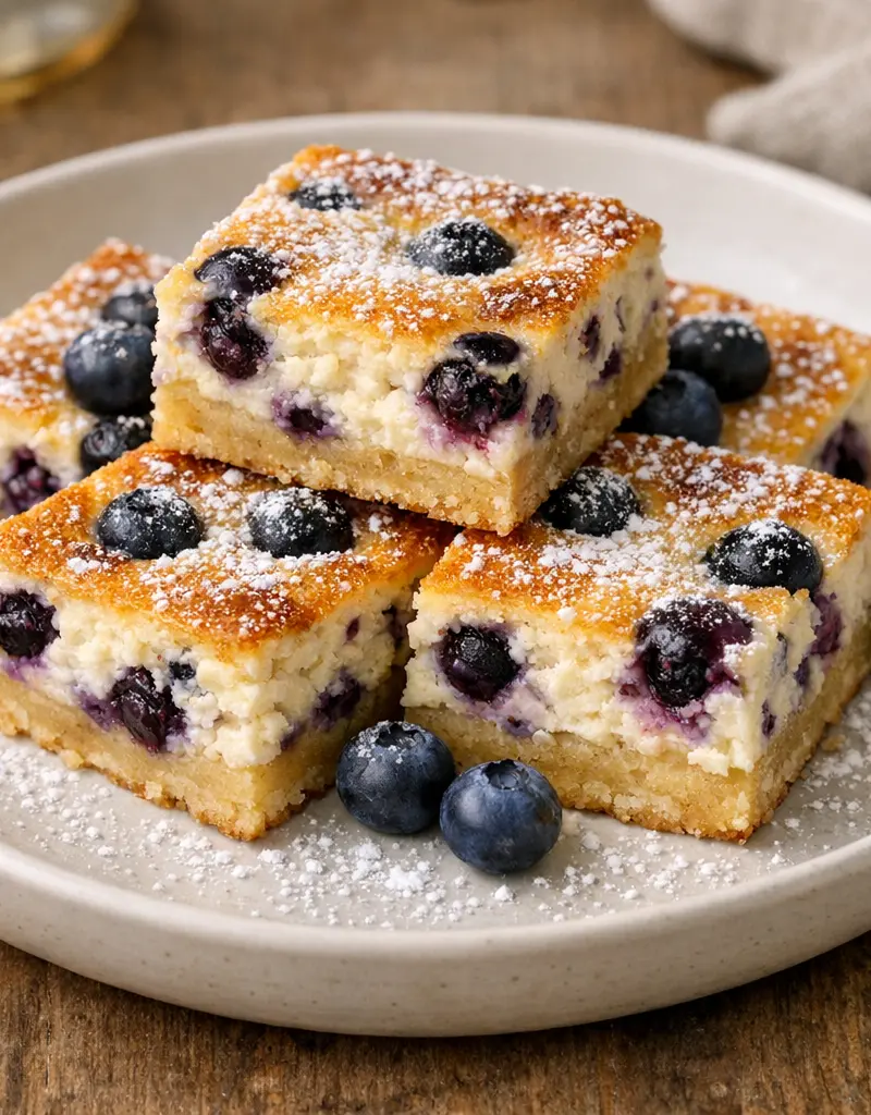 Blueberry Ricotta Cheese Bars prepared dish