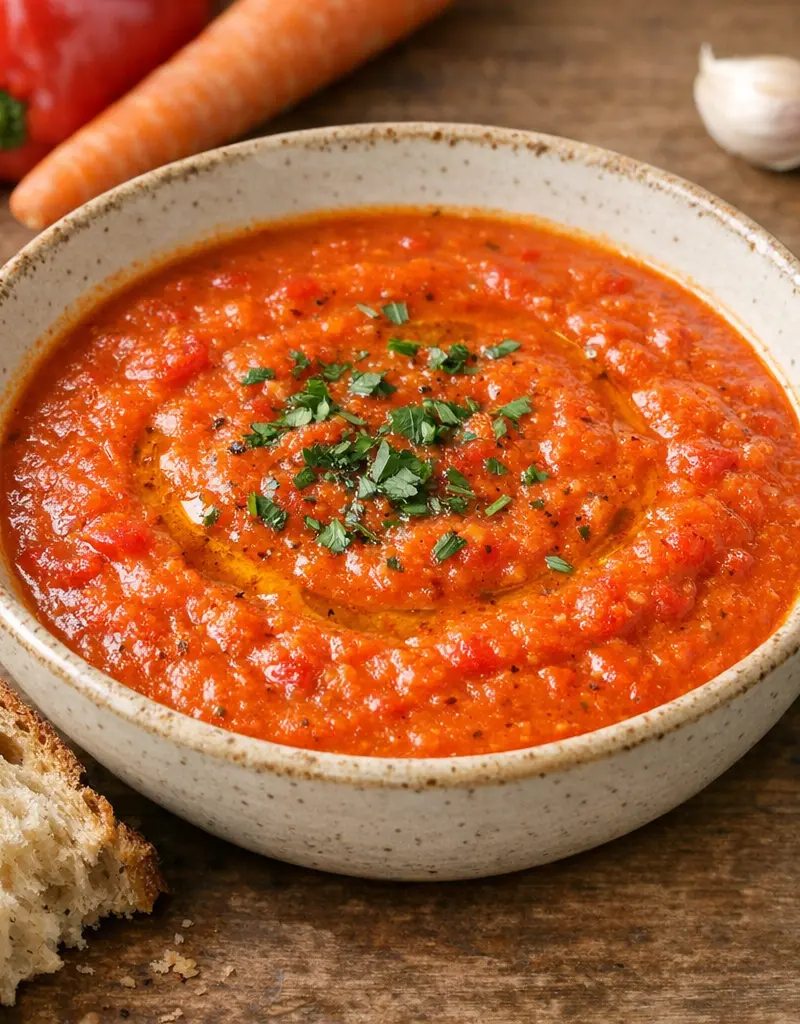 Roasted Red Pepper And Carrot Soup prepared dish
