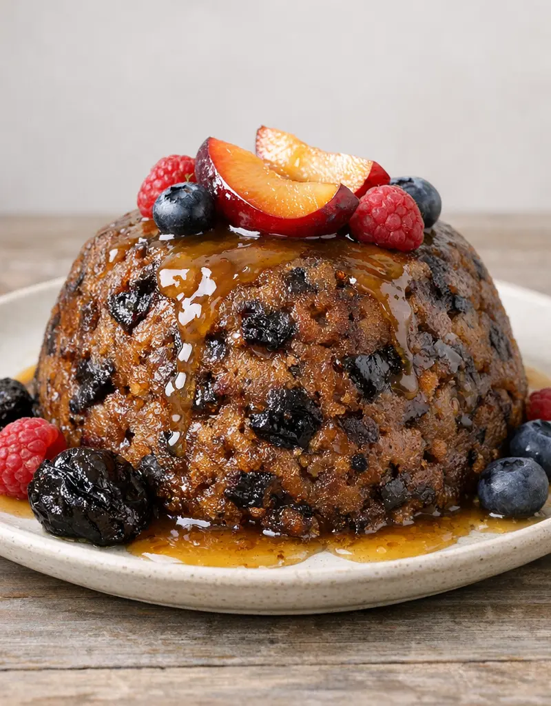 Sugar Plum Pudding prepared dish