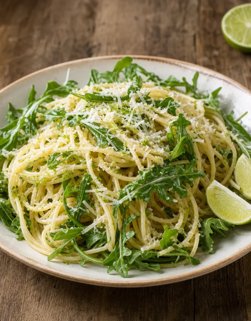 Spaghetti with Lime and Arugula prepared dish