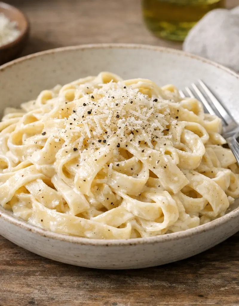 Fettuccine Alfredo With Parmesan prepared dish