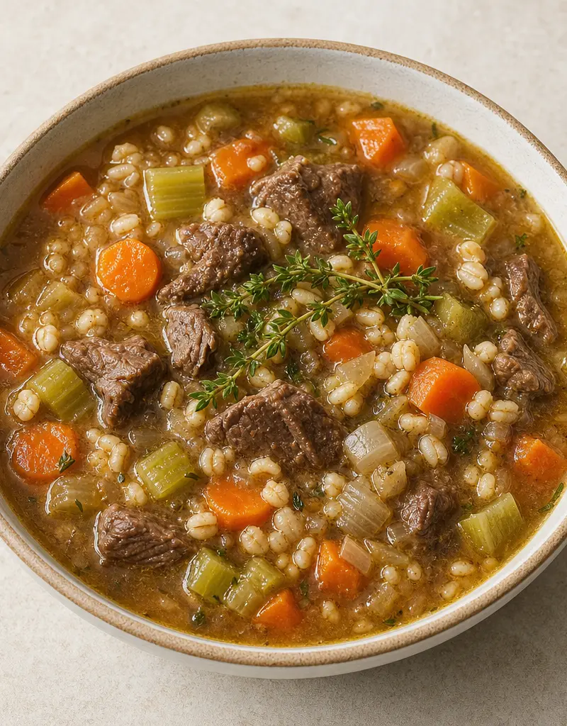 Beef Barley Soup prepared dish
