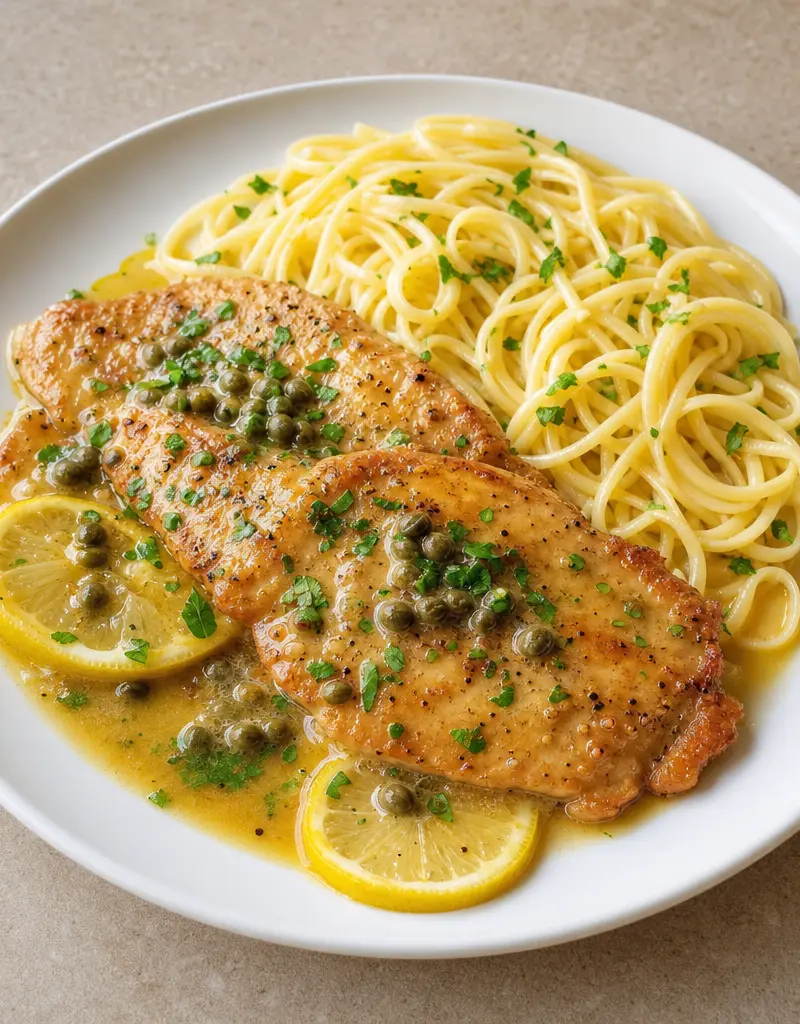 Lemon Chicken Piccata prepared dish