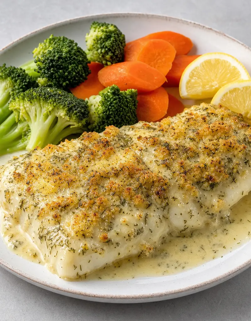 Creamy Baked Fish Fillet prepared dish