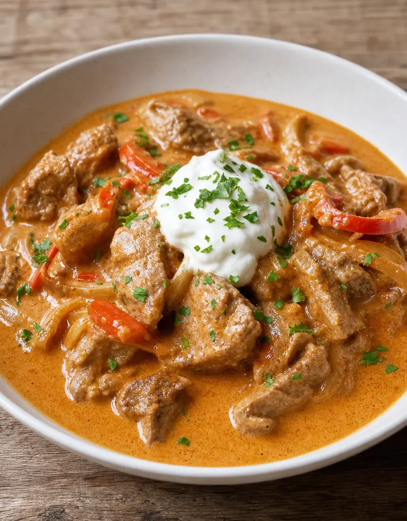 Veal Paprikash with Sour Cream prepared dish