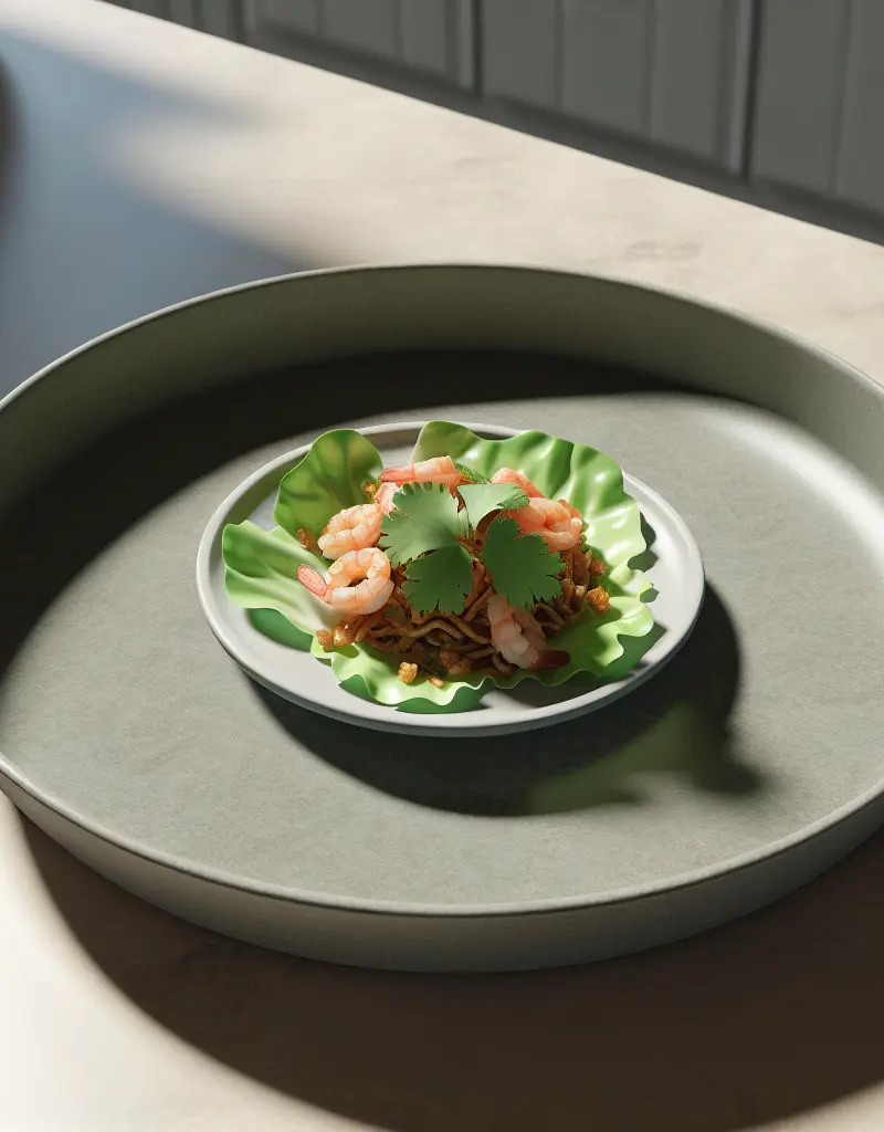 Shrimp Prawn San Choy Bau prepared dish