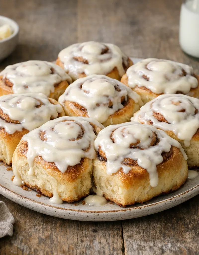 Cinnamon Buns With Buttermilk Icing prepared dish