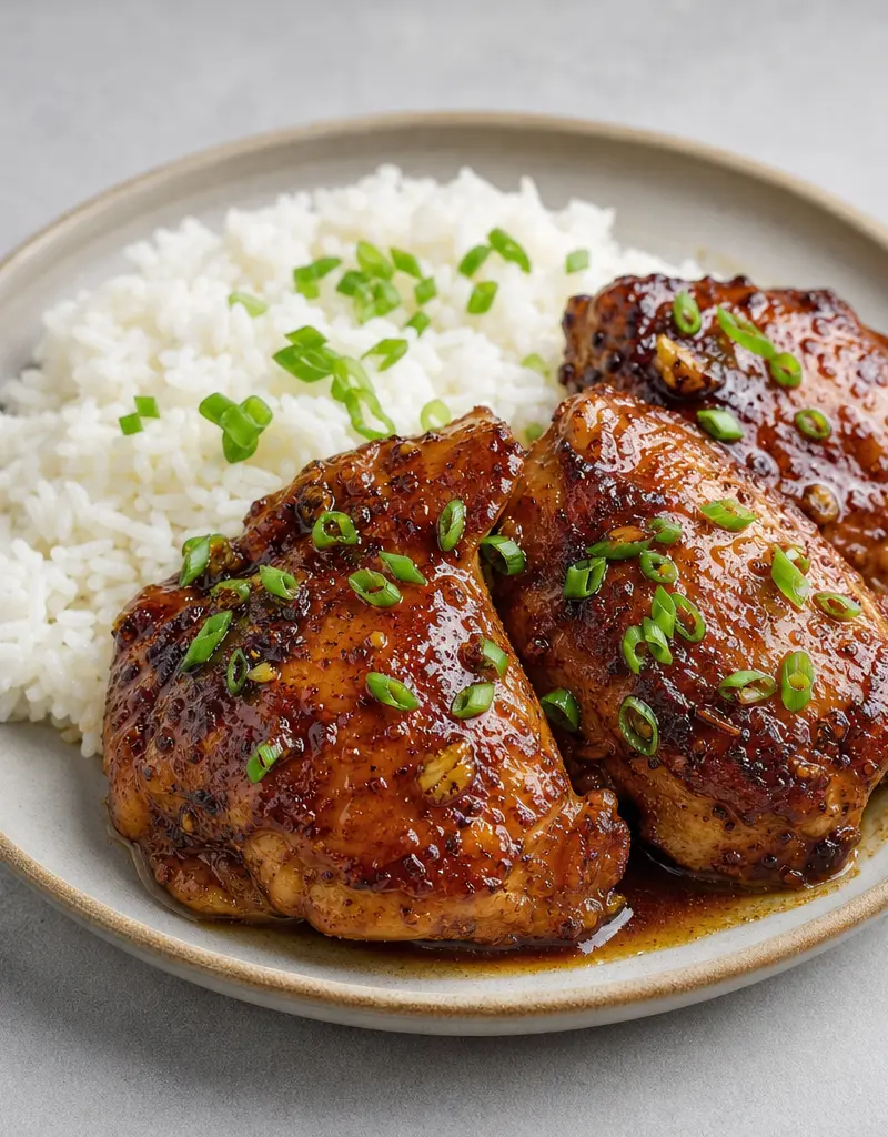 Five Spice Shoyu Chicken prepared dish