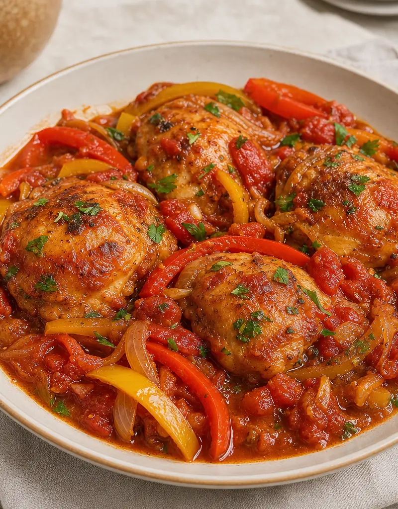Chicken Cacciatore with Bell Peppers and Tomatoes prepared dish