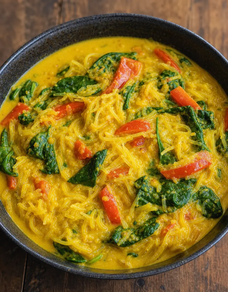 Spaghetti Squash Coconut Curry prepared dish