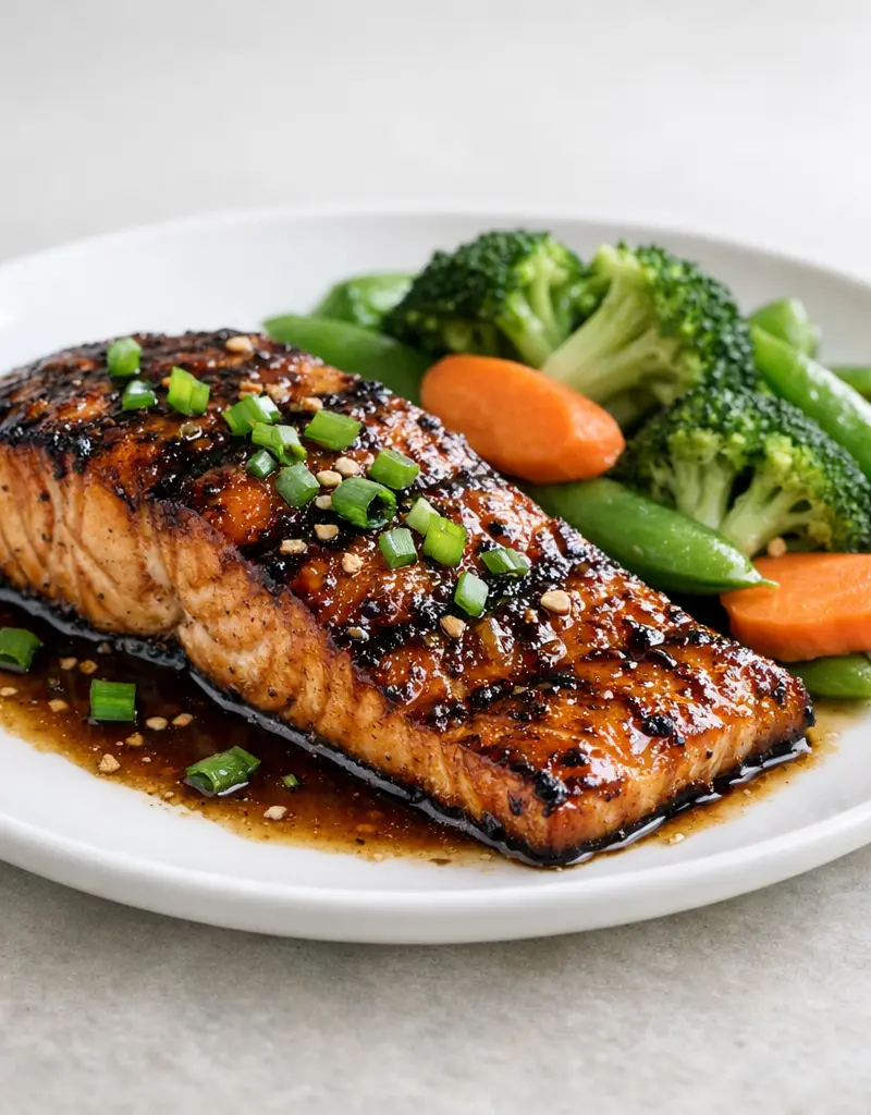 Grilled Ginger Soy Salmon prepared dish