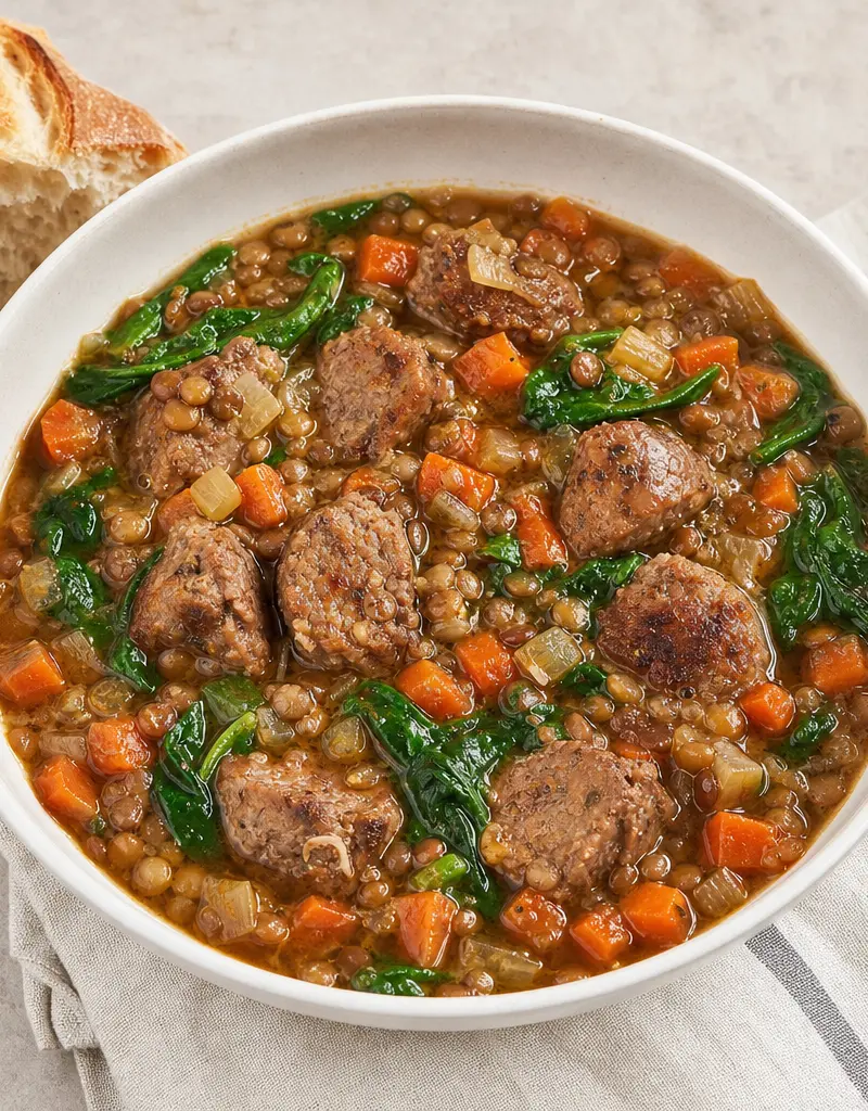 Sausage and Lentil Stew prepared dish