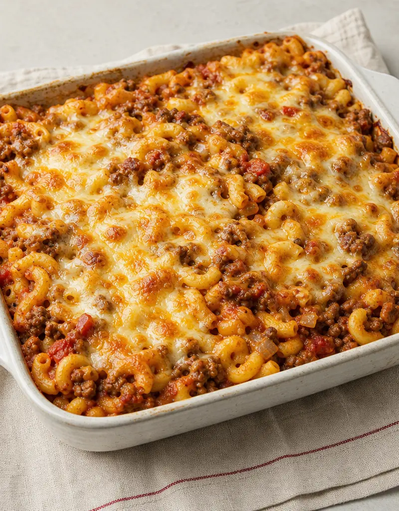 Beef and Cheese Pasta Bake prepared dish