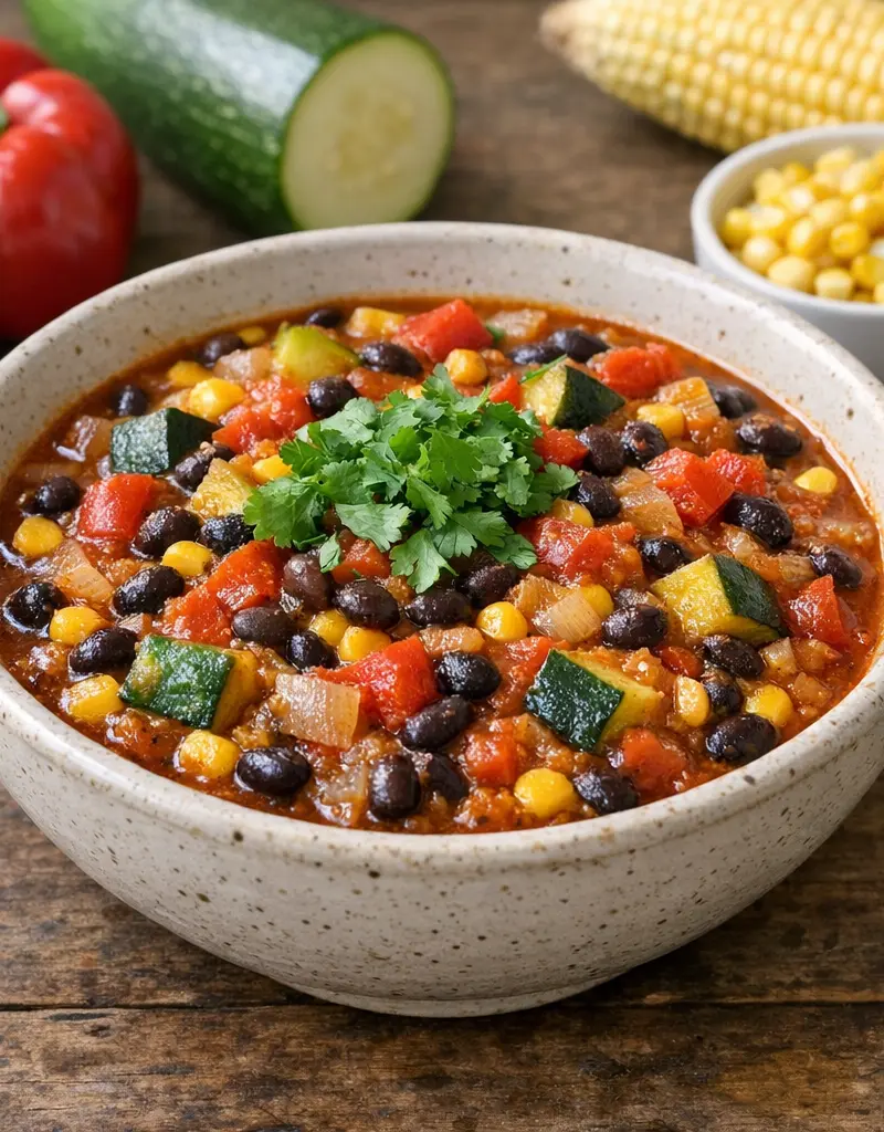 Vegetarian Summer Chili prepared dish