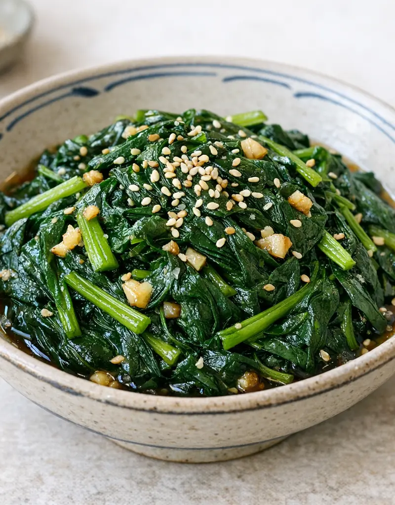 Asian Garlic Spinach Stir-fry prepared dish