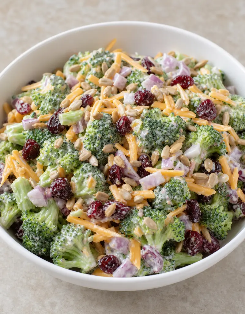 Broccoli Sunflower Seed Salad prepared dish