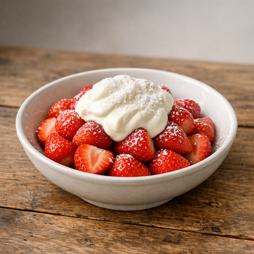 Fresh Strawberries With Crème Fraîche prepared dish