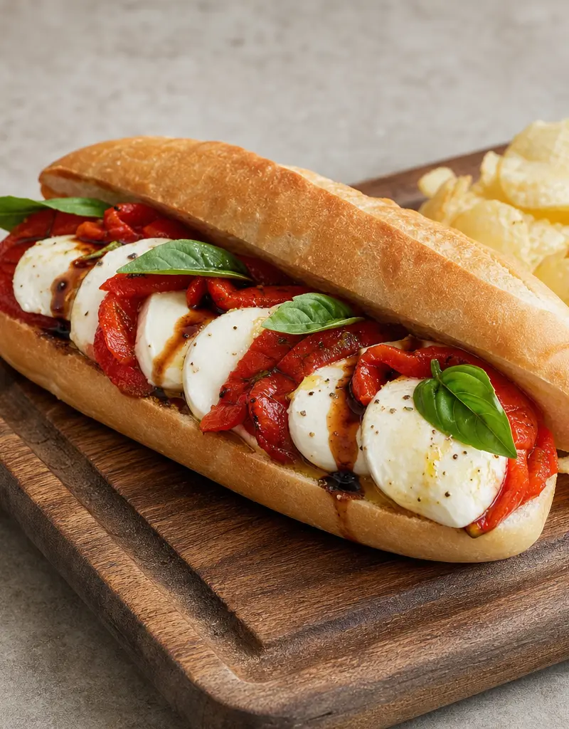 Roasted Red Pepper and Mozzarella Subs prepared dish